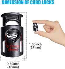 35Pc Cord Locks Toggle Spring Stopper Drawstring Fastener Black POM