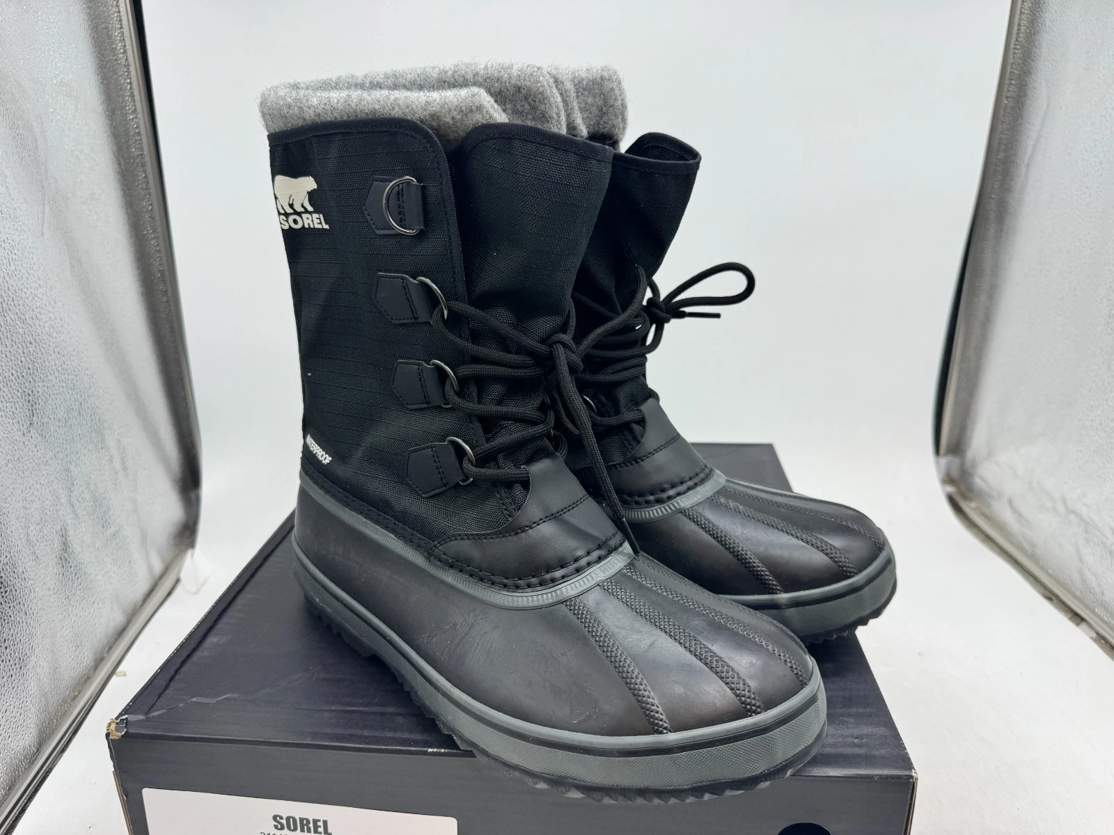 Sorel 1964 Pac Nylon Winter Waterproof Men's Black Lace Up Mid-Calf Boots - 11.5