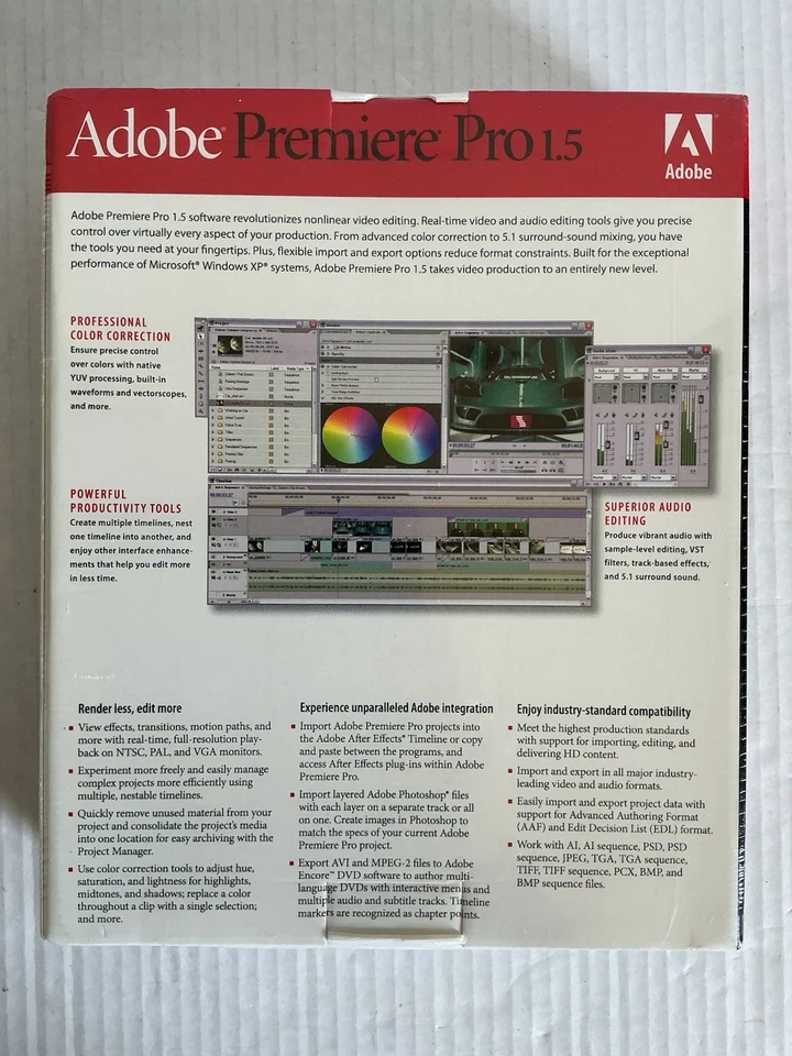 Adobe Premiere Pro 1.5 Software EDUCATION VERSION 2004 NEW SEALED - Image 2 of 4