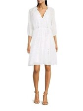 Calvin Klein White Tiered Ruffle Hem Dress NWT Size 12 Cottagecore