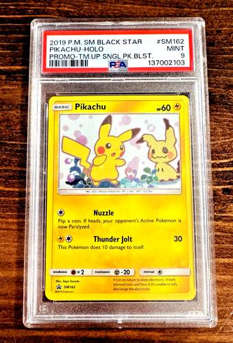 Pikachu SM162 Holo Pokémon Sun & Moon Team Up Blister Black Star Promo PSA 9