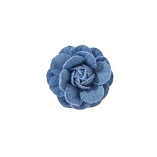 Fashion Denim Camellia Flower Lapel Brooch Pin for Women Girls Fabric Floral Bou