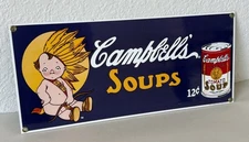 Vintage Ande Rooney Porcelain Campbell Soup Sign Indian Baby Boy Made USA