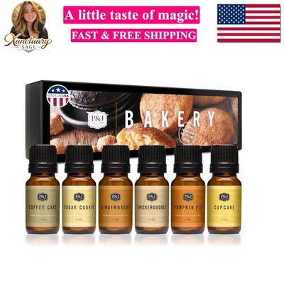 Bakery Set of 6 Fragrance Oils - Pumpkin Pie, Cupcake, Sugar Cookies, Coffee ...