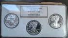 1998,1999,2000 AMERICAN SILVER EAGLES PF69 ULTRA CAMEOs Multi Slab NGC