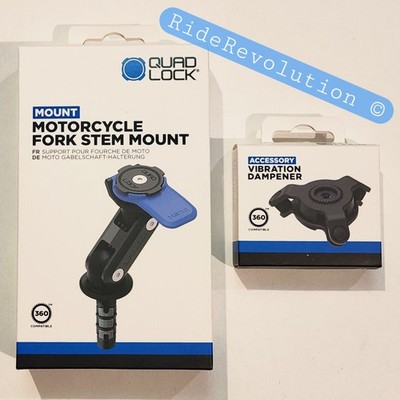 QUAD LOCK Motorcycle/Moto Fork/Stem Mount + Vibration Dampener - NEW + FREE S&H