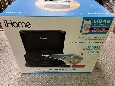 iHome AutoVac Nova S1 Pro Self Empty Robot Vacuum, LIDAR Mapping, 150 Min Run