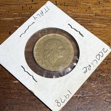 Italy 200 Lire 1978 Coin, Bronzital, Woman with Curls and Gear