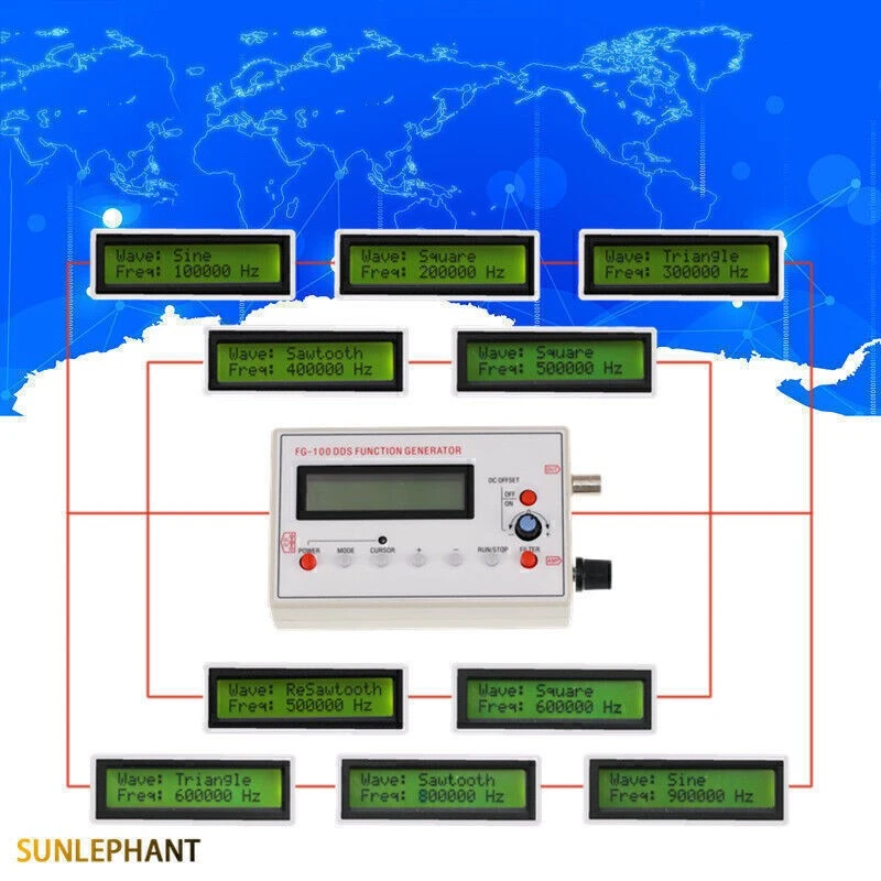 FG-100 DDS Sinus Signalgenerator Dreieck Rechteck 1HZ-500KHz Frequenz LCD1602-KG - Bild 3 von 4