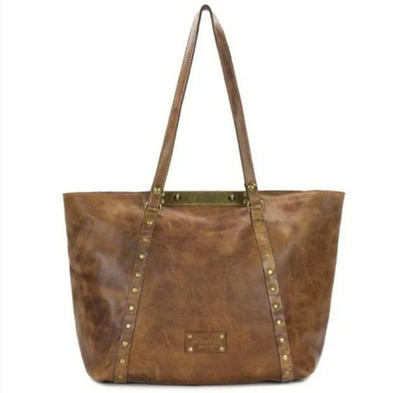 Patricia Nash Benvenuto Tote Bag Brown Distress Leather Large Shoulder Western