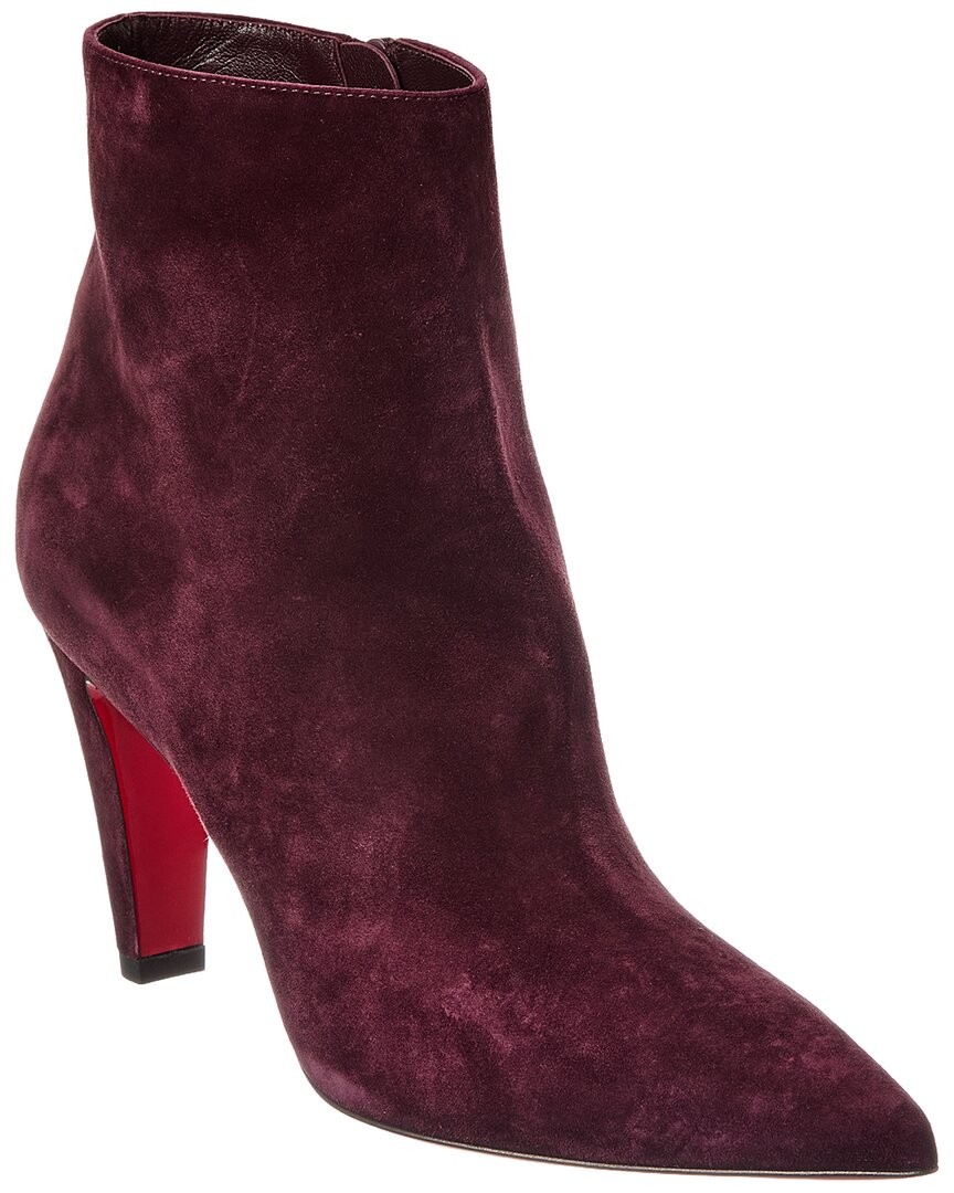 Christian Louboutin Vibella 85 Suede Bootie Women's Red 36