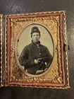NAMED Civil War Soldier Ambrotype Photo W/ COLT POLICE Pistol
