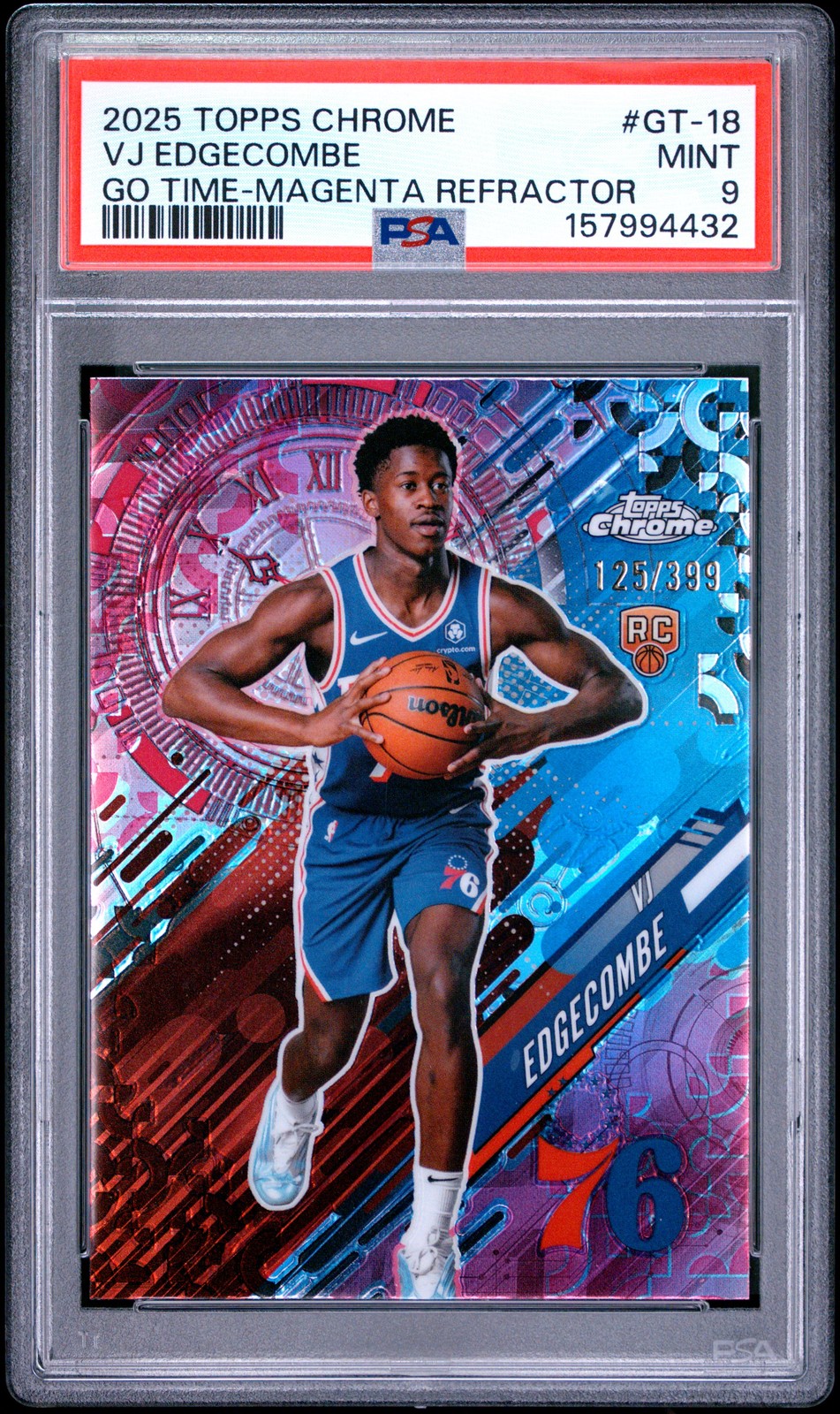 2025 TOPPS CHROME GO TIME MAGENTA REFRACTOR #GT-18 VJ EDGECOMBE 125/399 PSA 9