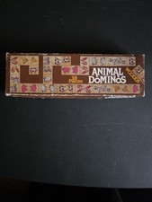 Vintage Animal Themed Wooden Dominos Classic Childrens Game 1985 Made In Taiwan