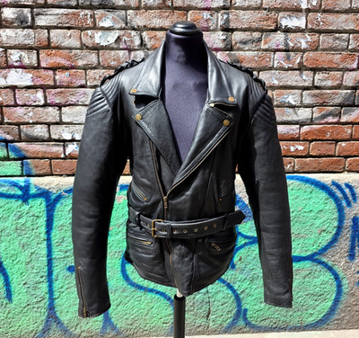 Herren Real Leather lederjacke biker caferacer custom schwarz motorrad Größe XXL