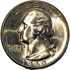 1940-P GEM BU Rim Toning Washington Silver Quarter 25c Uncirculated Philadelphia