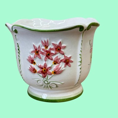 Vintage handbemalter portugiesischer Übertopf, R.C. & Cal Keramiktopf