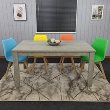 Image of Dining Table Set Of 4 Kitchen Dining Table and 4 Grey Faux Leather Chairs