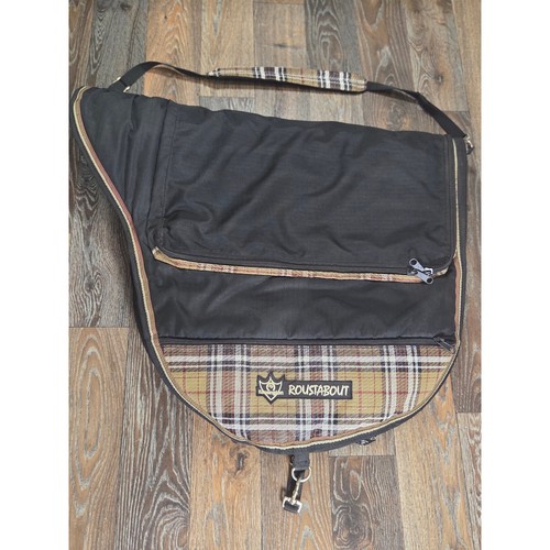 Kensington Roustabout English Saddle Carrying Bag Padded Black Tan Plaid Nylon