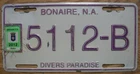 SINGLE BONAIRE, N.A. LICENSE PLATE - 2012 - 5112-B - DIVER'S PARADISE