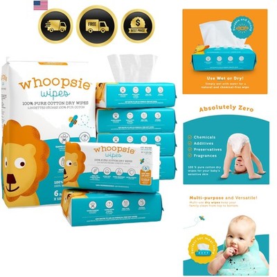 The  100% Pure Cotton Dry Baby Wipes   Ultra Soft, Unscented, Chemical-Free W...