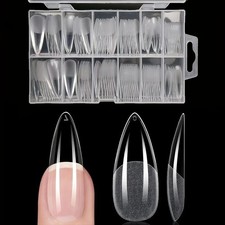 120 Pcs Full Cover Press On Nail Tips Stiletto Almond Coffin French Fake Nails