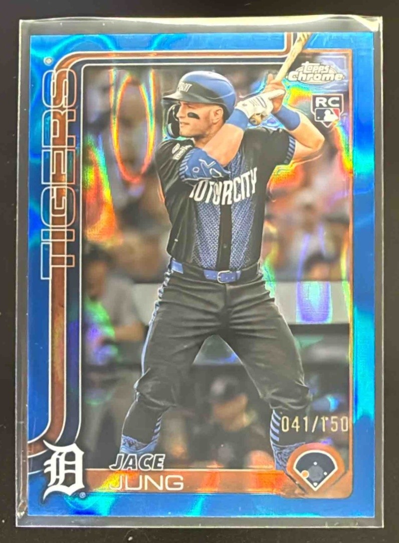 2025 Topps Chrome Jace Jung Blue RayWave Refractor /150 #225 RC Tigers