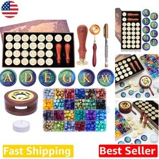 Elegant A-Z Wax Seal Stamp Set: 624 Beads, Wood Handle, Invitations