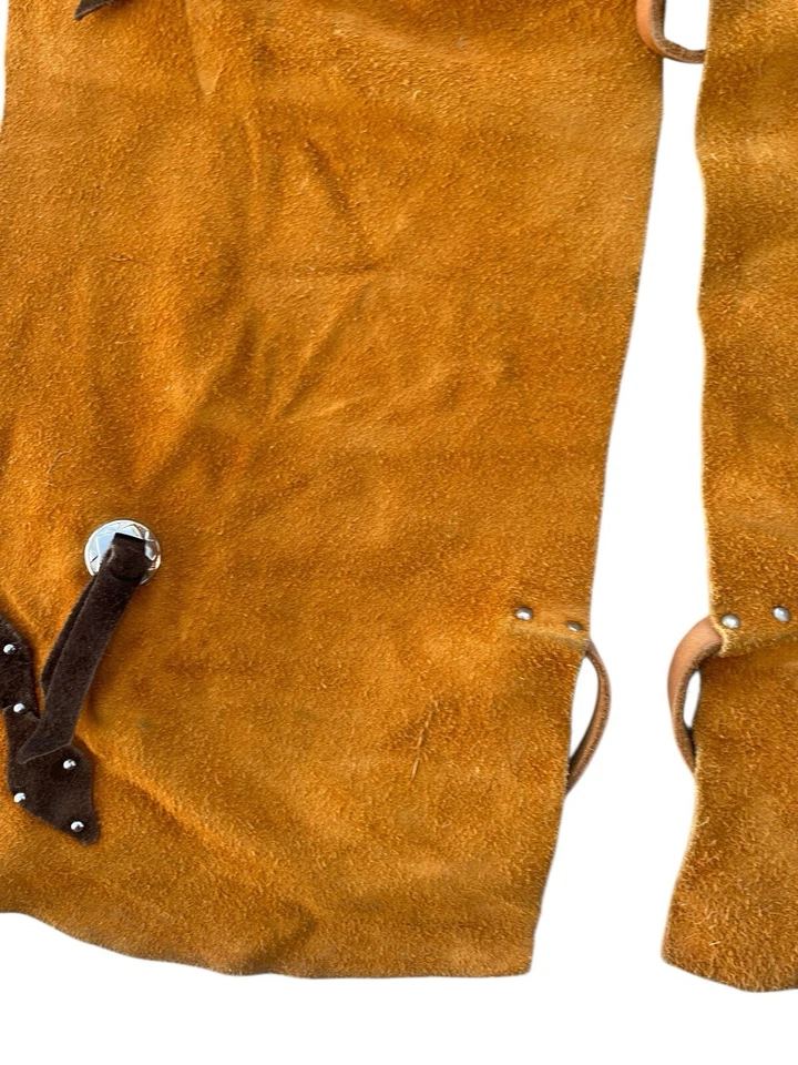 Chaleco vaquero de cuero gamuza vintage años 60 niños traje occidental chaps 4-5 años Foto 4 de 4