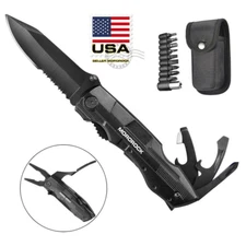 7.5" 5-in-1 Pocket Knife Multi Purpose Multi tool Tactical Camping Folding Blade