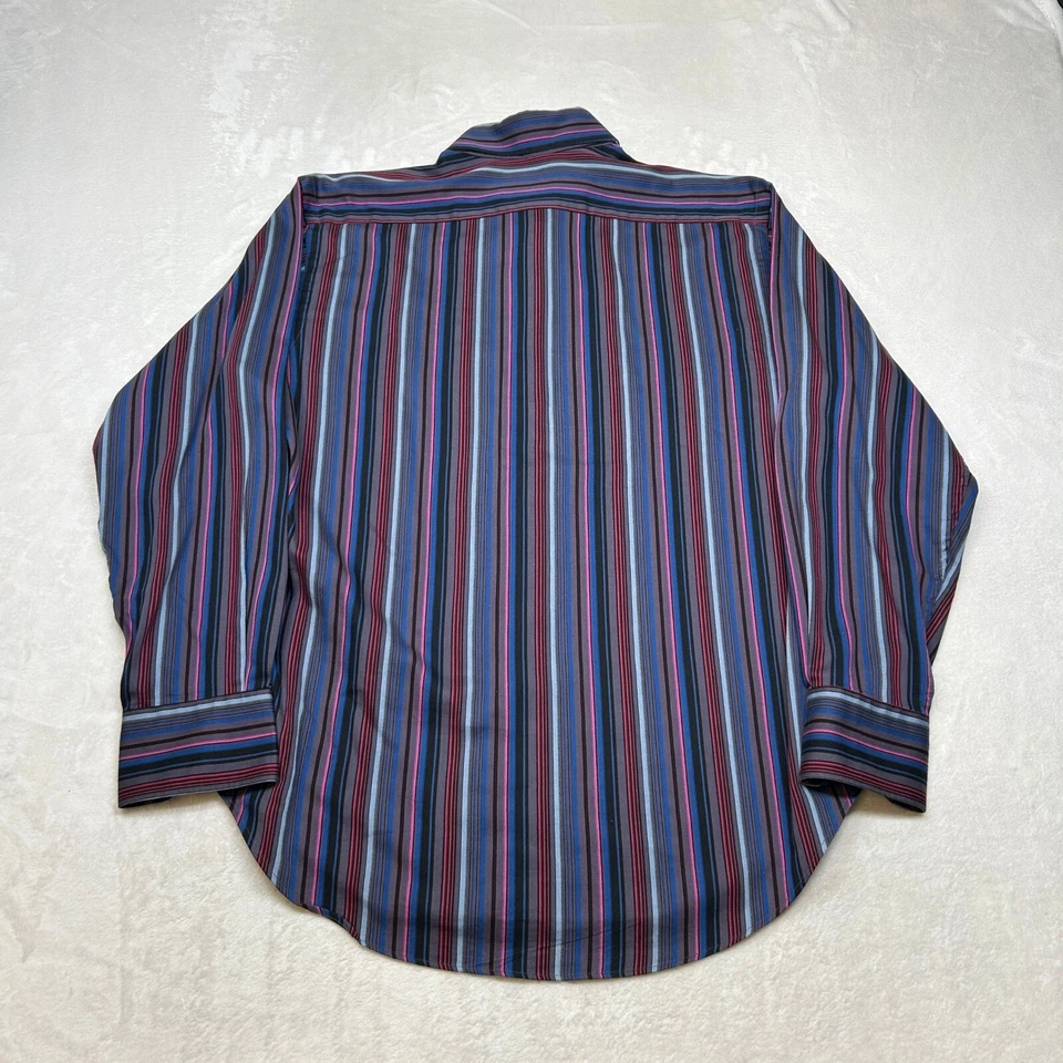 Thomas Dean Striped Shirt Long Mens Medium Purple Blue Multicolor - Image 3 of 4