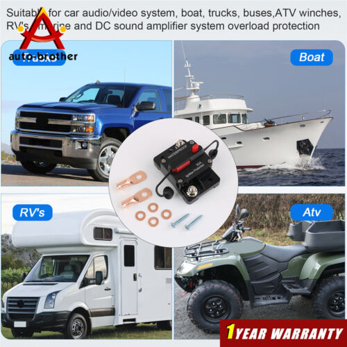 Manual Reset Switch Circuit Breaker Audio Fuse 30A-300A Amp 12V-48V DC Car Boat - Picture 3 of 20