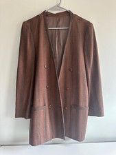 VTG Double Breasted Wool Blend Long Blazer Size 4-6