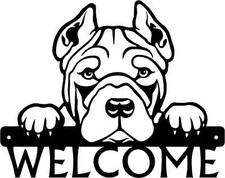 Pit Bull Terrier Detailed Dog Face Welcome Sign or Custom Name - Made in the USA