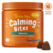 Zesty Paws Calming Bites for Dogs - Anxiety Composure Relief 90 Soft Chews
