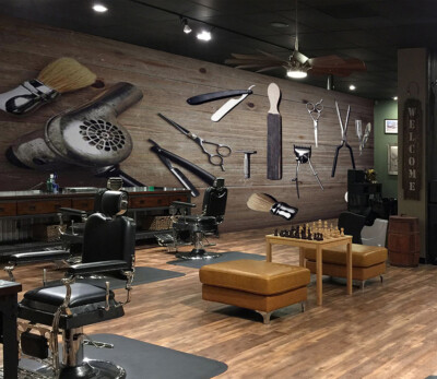 3D Old Hair Dryer K1979 Hair Cut Barber Shop Wallpaper Mural Self-adhesive Luna