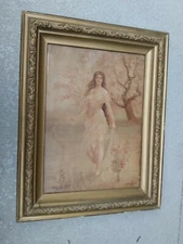 R ATKINSON FOX PRINT - MYSTERY WOMAN IN FIELD- LARGE 28 X 20 - 1900 -SUPER RARE 