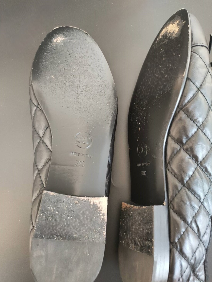 size 38 EU CHANEL black Lambskin Cap Toe Ballerina Flats