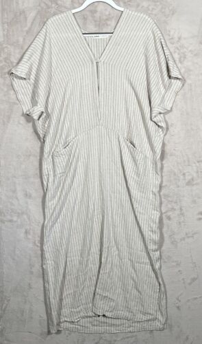 Zara Linen Dress Maxi Dress XS Striped Pockets