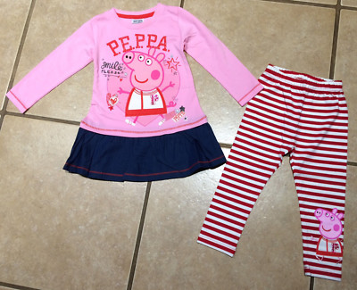 NWT Peppa Pig L//S Love Hearts Pink Top /& Grey Pink Hearts Legging 2T Valentines