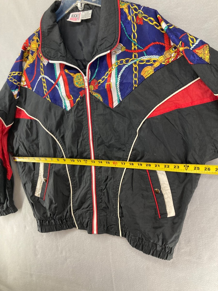 Rock Creek Hip Hop 80's Retro Patchwork Windbreaker Jacket L Rock Creek Hip Hop 80's Retro Patchwork Windbreaker Jacket L
