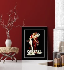 Campari Liqueur Angel Devil Vintage Advertising  Fine Art Giclée Print