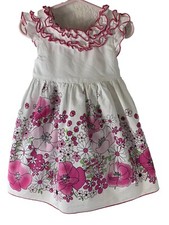 Polly Flinders Floral Print Dress Sleeveless With Ruffles Crew Neckline Sz 2T