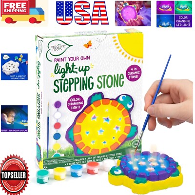 Whimsical Light-Up Turtle Stepping Stone Kit with Acrylic Paints for Kids