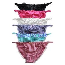 Yavorrs 6 Pairs 100% Pure Silk Women's String Bikini Panties Size S M L XL 2XL