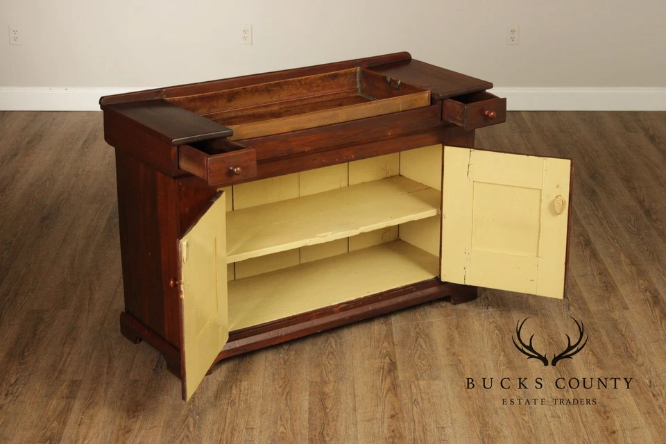 Fregadero seco antiguo de pino y cobre de granja Foto 3 de 4