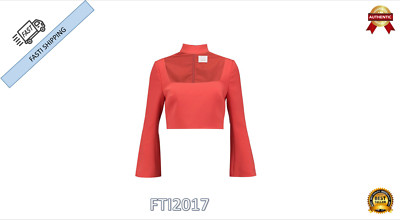 NEW Cinq a Sept Top Amara Aurora Crepe Choker Crop Blouse - Sz 2 or Sz 0 shirt