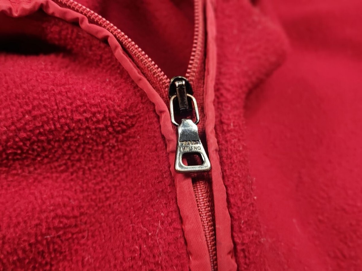 Vintage 00's Prada Archive Red Fleece Nylon Full Zip Vintage 00's Prada Archive Red Fleece Nylon Full Zip