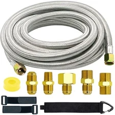 18 Ft High Pressure Braided Propane Hose Extension with Conversion Coupling 3/8"
