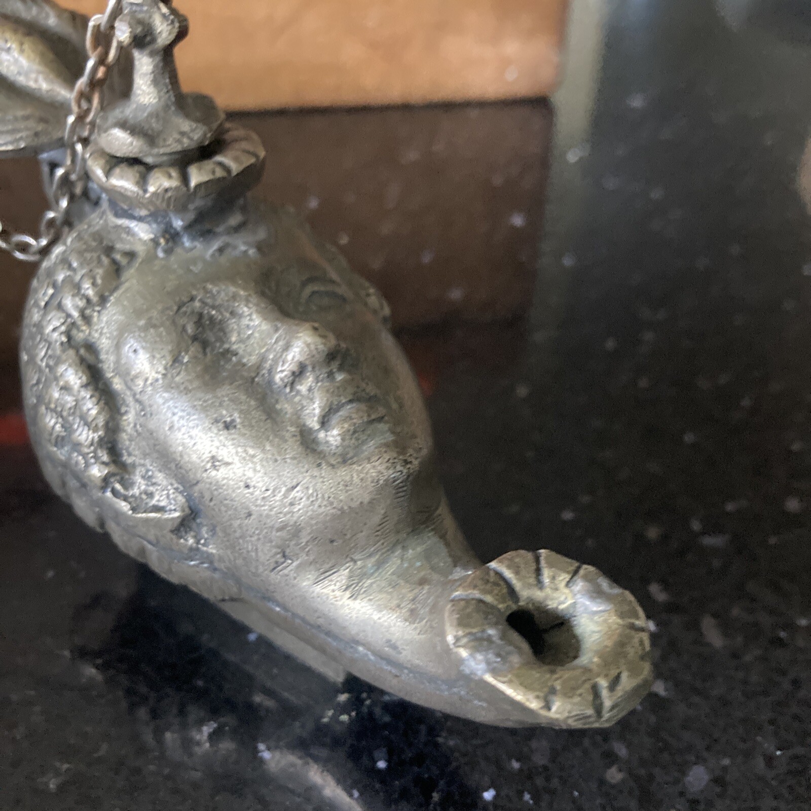 Antique Vintage Bronze Oil Lamp Ladys Head eBay